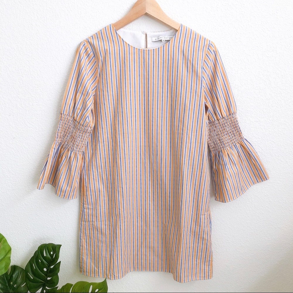 English Factory Yellow Stripe Bell Sleeves, Sz M
